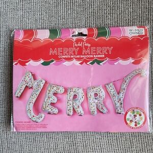 MERRY large confetti mylar balloon banner